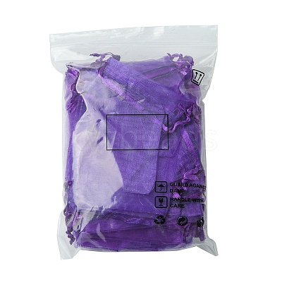 30Pcs 4 Styles Rectangle Organza Bags Jewellery Storage Pouches Wedding Favour Party Mesh Drawstring Gift OP-FS0001-01E-1
