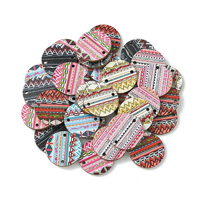 Bohemian Style Printed Basswood Link Connectors WOOD-X0004-23-1