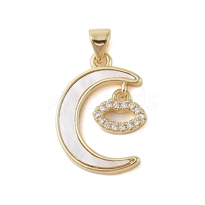 Brass Micro Pave Clear Cubic Zirconia Pendants KK-I712-49G-06-1