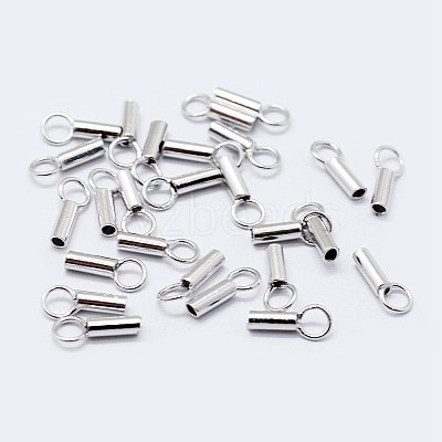 Anti-Tarnish Rhodium Plated 925 Sterling Silver Cord Ends STER-F036-21P-2.5mm-1