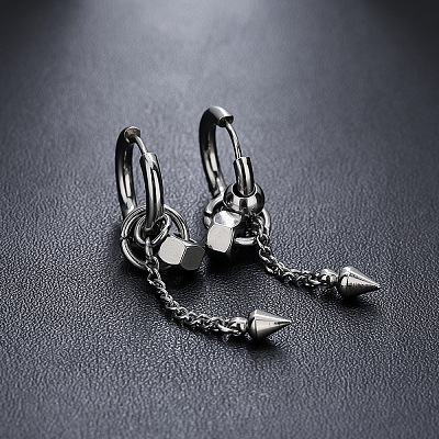 304 Stainless Steel Hoop Earrings for Men WG41879-01-1