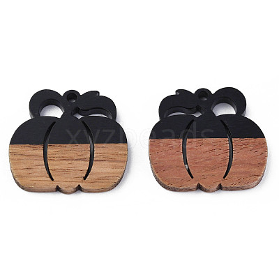 Autumn Theme Resin & Walnut Wood Pendants RESI-N025-027-B02-1