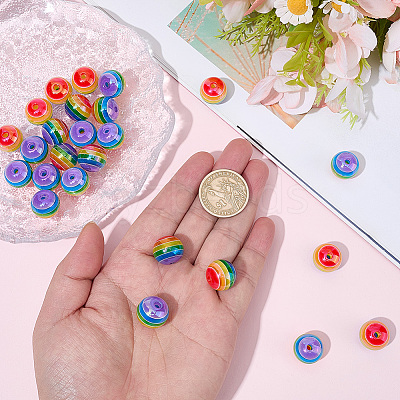 40Pcs Pride UV Plating Rainbow Iridescent Acrylic European Beads MACR-SC0002-66-1