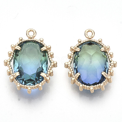 Transparent Faceted Glass Pendants GLAA-R212-04B-1