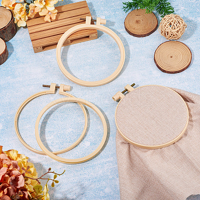 Plastic Imitation Bamboo Cross Stitch Embroidery Hoops TOOL-TADJ0001-03C-1