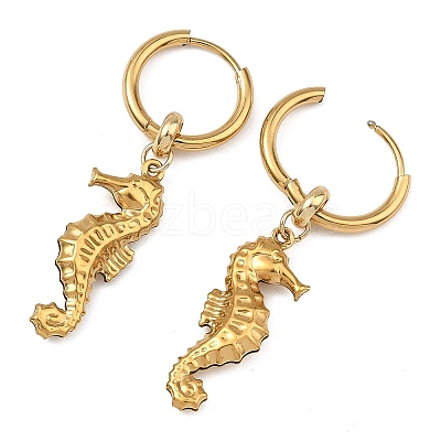 Ocean 304 Stainless Steel Hoop Dangle Earrings for Women EJEW-JE07267-01-1