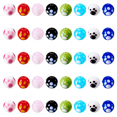 40Pcs 8 Colors Handmade Lampwork Beads LAMP-TA0001-54B-1