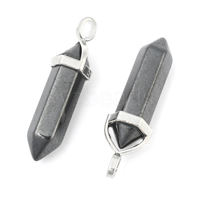 Natural Black Stone Double Terminated Pointed Pendants G-F295-04M-1