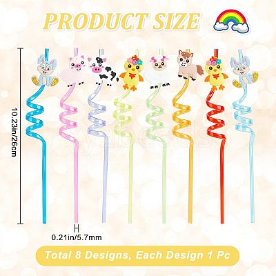 Wholesale Gorgecraft 8Pcs 8 Colors PET Spiral Drinking Straws 