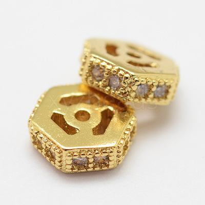 Brass Micro Pave Cubic Zirconia Beads ZIRC-F038-18G-FF-1