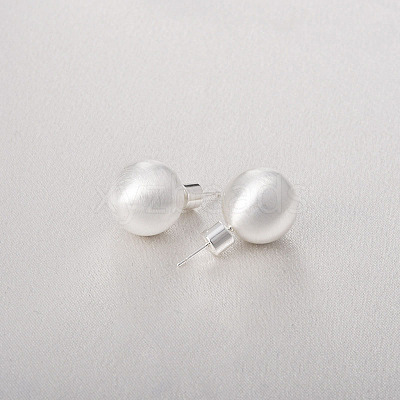 Round Ball Drawbench Brass Ear False Plugs for Women EJEW-G391-24B-S-1