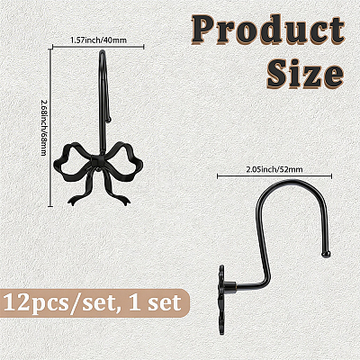 12Pcs Iron with Zinc Alloy Shower Curtain Hook FIND-SP0005-76EB-1