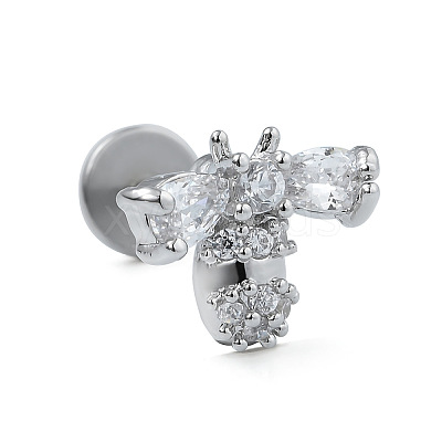 Stainless Steel Micro Pave Clear Cubic Zirconia Cartilage Earrings for Women Men WG39C06-08-1