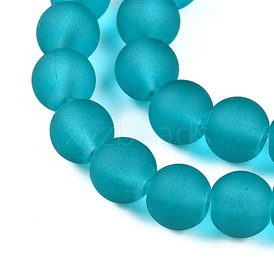 Frosted Transparent Glass Beads Strands X-GLAA-S031-8mm-37-01-1