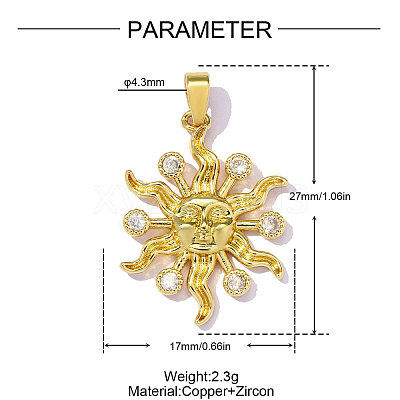 Brass Micro Pave Clear Cubic Zirconia Pendants CU-OY001-71G-1