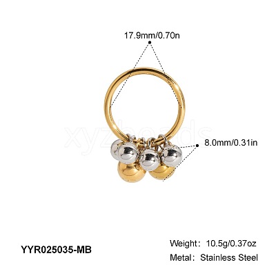 304 Stainless Steel Bead Finger Rings for Women LS-QD5278-4-1