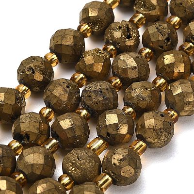 Electroplated Natural Druzy Geode Crystal Beads Strands G-F833-P01-10mm-04-1
