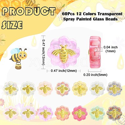60Pcs 12 Colors Transparent Spray Painted Glass Beads GLAA-CJ0001-85-1