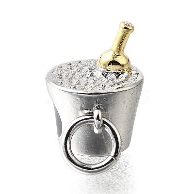 Brass Enamel Champagne Bucket Connector Charms KK-V007-40GP-01-1