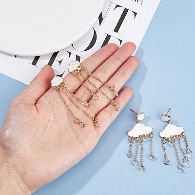 2 Pairs 2 Style Alloy Cloud Chandelier Earrings EJEW-FI0002-24-1