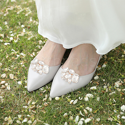 Elegant Alloy Rhinestone Detachable Shoe Buckle Clips AJEW-FG0002-31-1