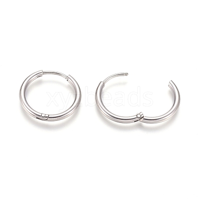 Tarnish Resistant 202 Stainless Steel Huggie Hoop Earrings X-EJEW-F111A-19mm-P-1