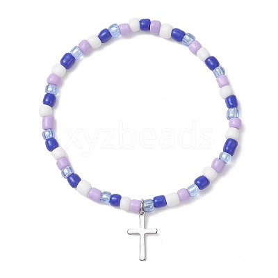 Adjustable Glass Beaded Charm Bracelets BJEW-JB13287-1