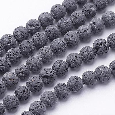 Unwaxed Natural Lava Rock Bead Strands G-F309-10mm-1