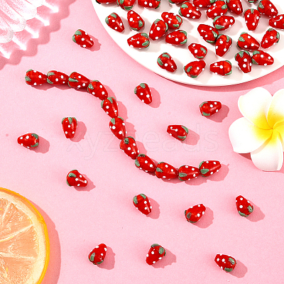 60Pcs Handmade Lampwork 3D Strawberry Beads LAMP-LT0001-03-1