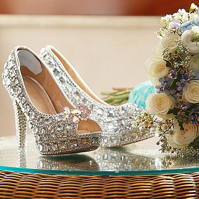 2Pcs Butterfly Alloy Glass Rhinestone Shoe Decoration FIND-AR0005-01C-1