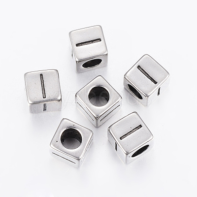 304 Stainless Steel Large Hole Letter European Beads STAS-H428-01AS-I-1
