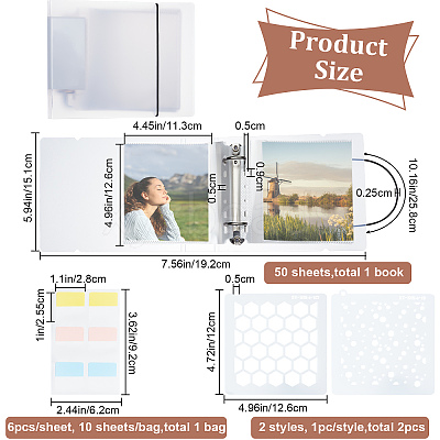 Square PVC Loose Leaf Binder Postcard Phote Album with 50 Pockets Transparent Sleeve Protectors Sets DIY-CP0008-01-1