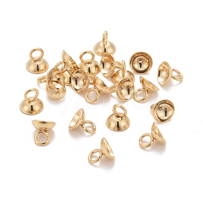 201 Stainless Steel Bead Cap Pendant Bails STAS-L244-27D-G-1
