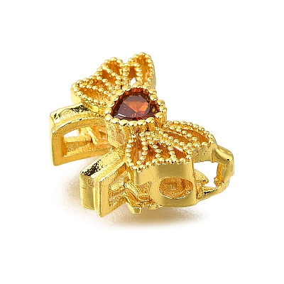 Rack Plating Brass Micro Pave Cubic Zirconia Beads KK-F883-03G-1