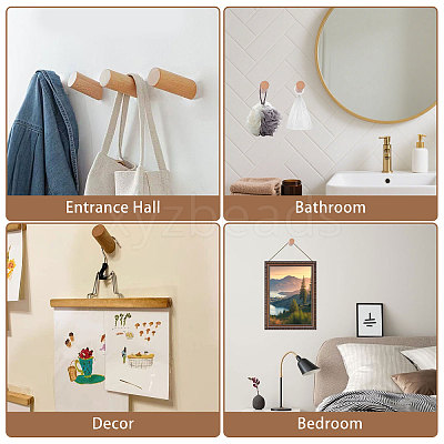 8Sets Column Wood Wall Hooks AJEW-GL0003-35B-1