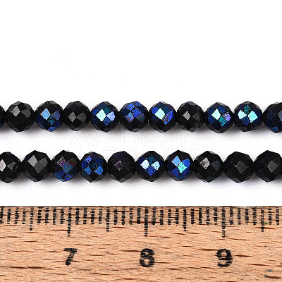 AB Color Plated Natural Black Spinel Beads Strands G-T144-B07-03-1