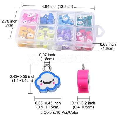 80Pcs 8 Colors Handmade Polymer Clay Charms CLAY-YW0001-74-1