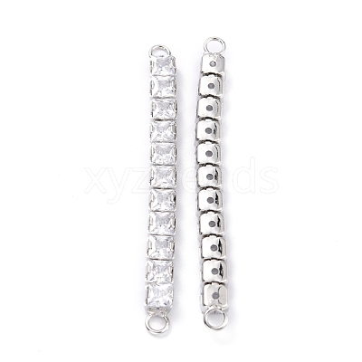 Brass Clear Square Cubic Zirconia Links Connectors ZIRC-G170-22P-1