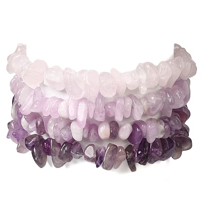 4Pcs Gemstone Beaded Stretch Bracelets Set BJEW-JB11182-1