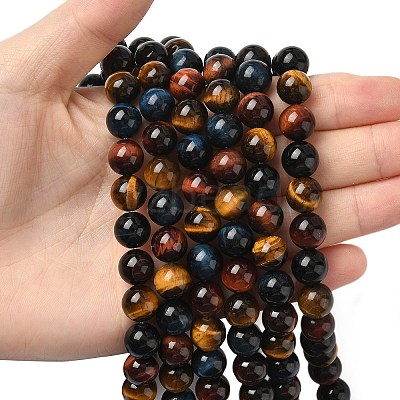Natural Tiger Eye Beads Strands G-F173-14-10mm-1