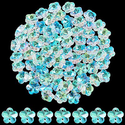 80Pcs Transparent Faceted Glass Connector Charms GLAA-SP0001-88B-02-1