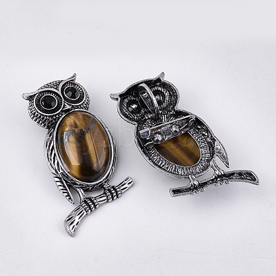 Natural Tiger Eye Brooches/Pendants G-S353-05M-1