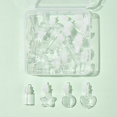 20Pcs 10 Styles Clear Glass Wishing Bottle Pendants GLAA-FS0002-19-1
