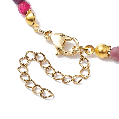Faceted Round Natural Agate(Dyed & Heated) Beaded Necklaces for Women NJEW-JN04659-04-1