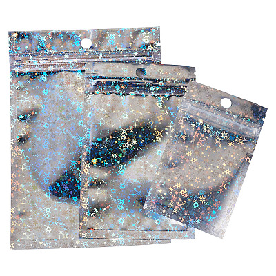 60Pcs 3 Styles Laser Plastic Resealable Bags ABAG-TA0001-56A-1