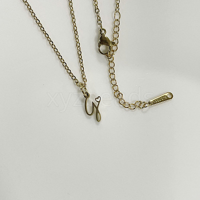 304 Stainless Steel Letter Pendant Necklaces NJEW-WH0027-04Y-G-NR-1