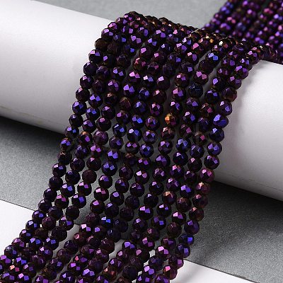Electroplate Glass Beads Strands GLAA-H021-01B-FP09-1