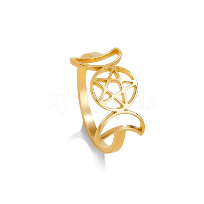 Moon Phase 304 Stainless Steel Finger Rings FS-WGB8857-08-1