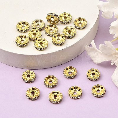 Brass Grade A Crystal Rhinestone Spacer Beads X-RB-A006-10MM-G-1