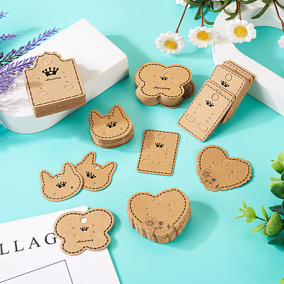 150Pcs 5 Styles Kraft Paper Earring Display Cards DIY-TA0006-04-1
